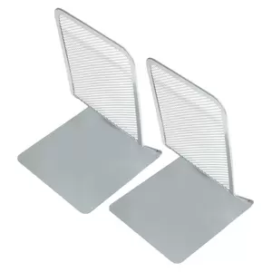 FIS Bookends Metal Mesh Body Pack of 2 Pieces Silver Color 7.25 Inch 132 x 124 x170 mm Size - FSBEDS047